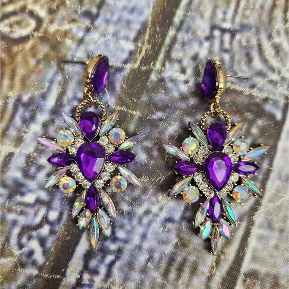 8 Other Reasons Burst Earrings in Pink Purple Multi Crystals - Picture 2 of 5